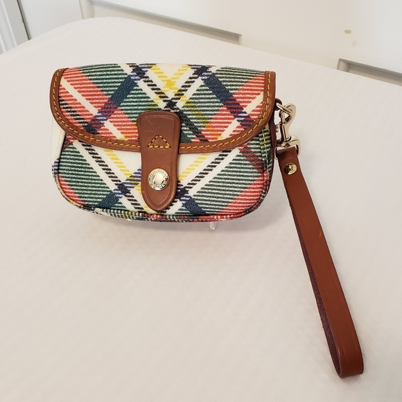Dooney & Bourke Handbags - EC Dooney & Bourke Tarten Plaid Small Snap Close Wristlet, Preppy, Festive